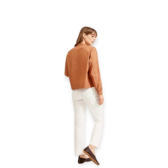 Everlane The Silky Cotton Split-Neck Blouse in 0 | 100% Cotton | Spring | Office - Picture 8 of 15